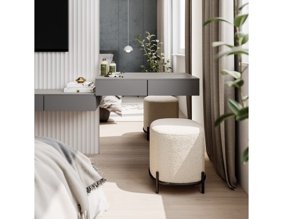 Pouf ORSO ONE en tissu bouloché beige