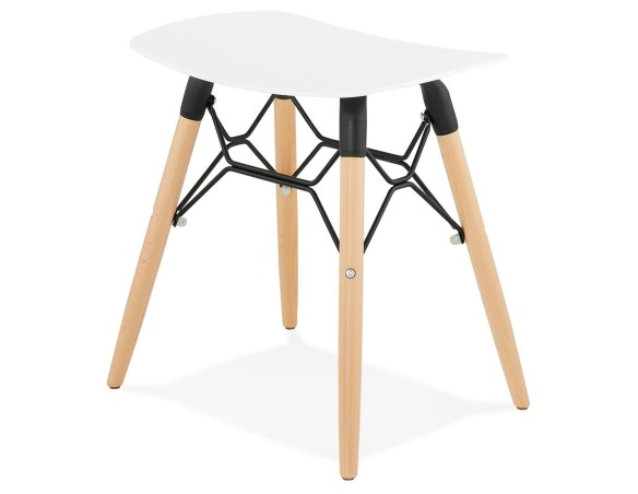 Tabouret bas design ALADIN blanc style scandinave
