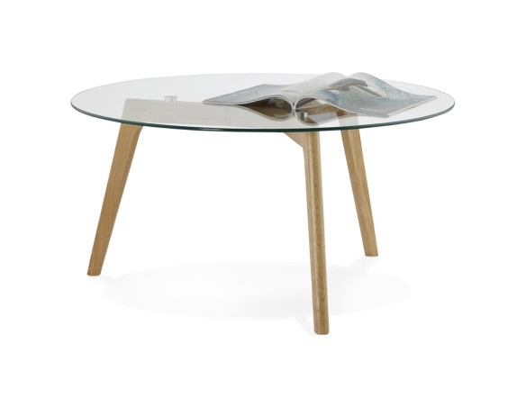 Table basse de salon ronde GLAZY en verre