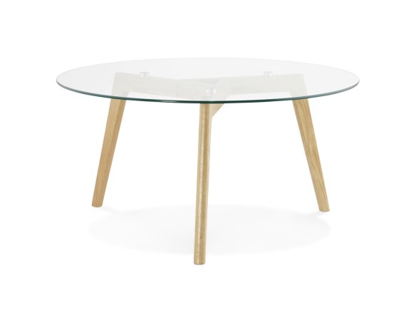 Table basse de salon ronde GLAZY en verre
