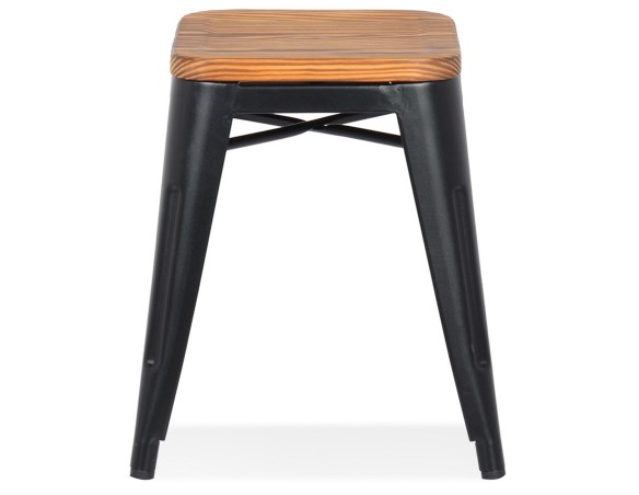 Tabouret bas PEPINO en métal noir style industriel