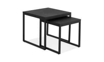 CT01130BLBL 5404028309247 Set de 2 tables gigognes emboîtables style industriel MOMA en bois et métal noir