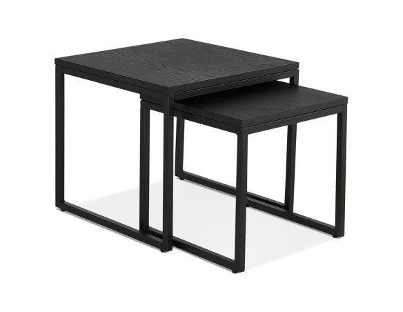 CT01130BLBL 5404028309247 Set de 2 tables gigognes emboîtables style industriel MOMA en bois et métal noir