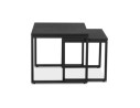 Set de 2 tables gigognes emboîtables style industriel MOMA en bois et métal noir
