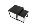 Set de 2 tables gigognes emboîtables style industriel MOMA en bois et métal noir