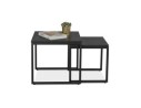 Set de 2 tables gigognes emboîtables style industriel MOMA en bois et métal noir
