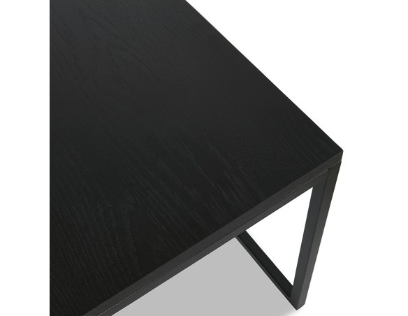 Set de 2 tables gigognes emboîtables style industriel MOMA en bois et métal noir