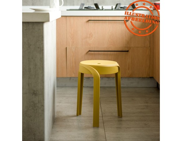 Tabouret bas empilable POMPA en matière plastique moutarde