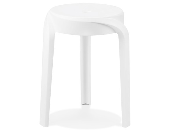 Tabouret bas empilable POMPA en matière plastique blanc