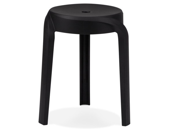Tabouret bas empilable POMPA en matière plastique noir
