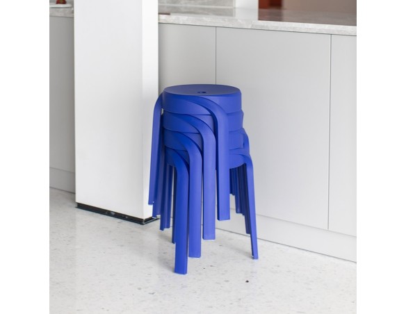 Tabouret bas empilable POMPA en matière plastique bleu foncé