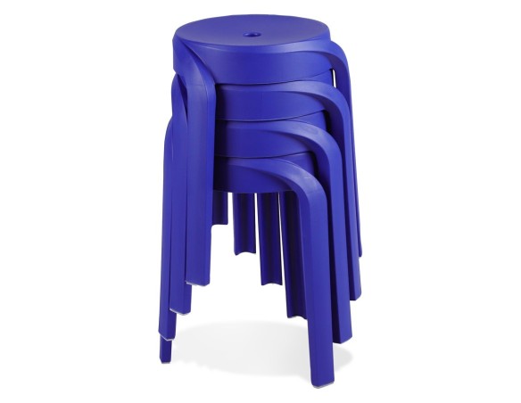 Tabouret bas empilable POMPA en matière plastique bleu foncé