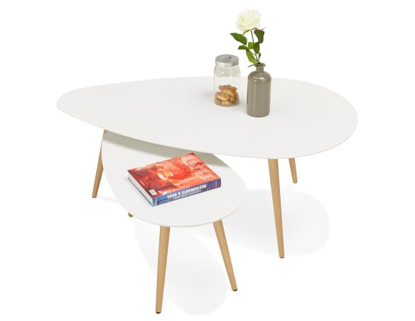 Tables gigognes design TETRYS blanches