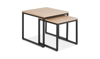 CT00950NABL 5420072087023 Set de 2 tables gigognes emboîtables style industriel MOMA en bois finition naturelle et métal noir