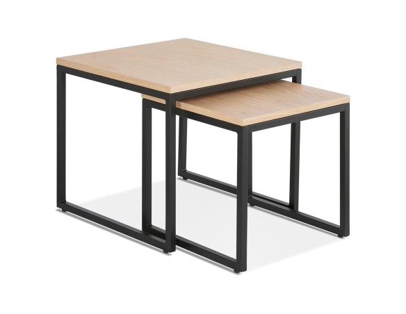 CT00950NABL 5420072087023 Set de 2 tables gigognes emboîtables style industriel MOMA en bois finition naturelle et métal noir
