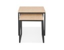 Set de 2 tables gigognes emboîtables style industriel MOMA en bois finition naturelle et métal noir