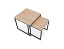 Set de 2 tables gigognes emboîtables style industriel MOMA en bois finition naturelle et métal noir