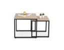 Set de 2 tables gigognes emboîtables style industriel MOMA en bois finition naturelle et métal noir
