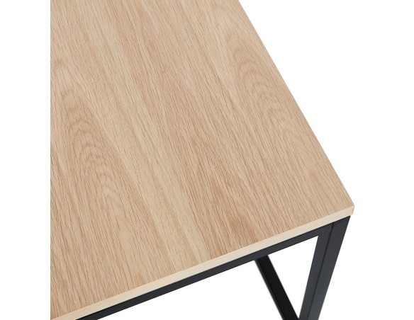 Set de 2 tables gigognes emboîtables style industriel MOMA en bois finition naturelle et métal noir