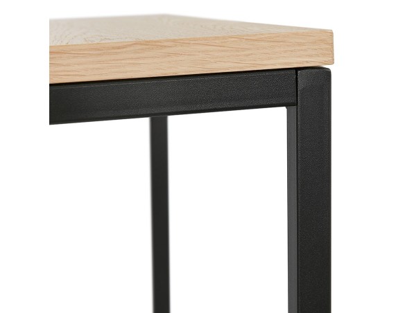 Set de 2 tables gigognes emboîtables style industriel MOMA en bois finition naturelle et métal noir