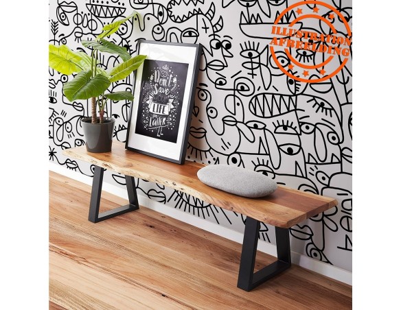 Banc style industriel RAFA BENCH en bois massif et métal - 180 cm