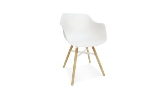 TB00220WH 5404028348321 Chaise avec accoudoirs MELIS blanche avec pieds en métal et bois naturel