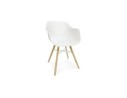TB00220WH 5404028348321 Chaise avec accoudoirs MELIS blanche avec pieds en métal et bois naturel