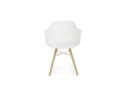 Chaise avec accoudoirs MELIS blanche avec pieds en métal et bois naturel