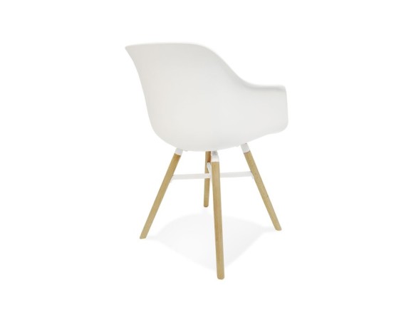 Chaise avec accoudoirs MELIS blanche avec pieds en métal et bois naturel