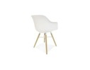 Chaise avec accoudoirs MELIS blanche avec pieds en métal et bois naturel