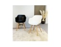 Chaise avec accoudoirs MELIS blanche avec pieds en métal et bois naturel