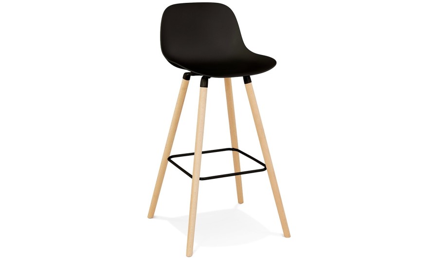 TB00200SS 5404028348406 Tabouret de bar TATSU noir avec pieds en bois naturel