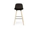 Tabouret de bar TATSU noir avec pieds en bois naturel