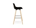 Tabouret de bar TATSU noir avec pieds en bois naturel