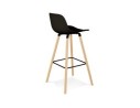 Tabouret de bar TATSU noir avec pieds en bois naturel