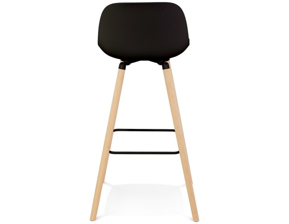 Tabouret de bar TATSU noir avec pieds en bois naturel