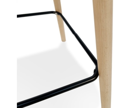 Tabouret de bar TATSU noir avec pieds en bois naturel