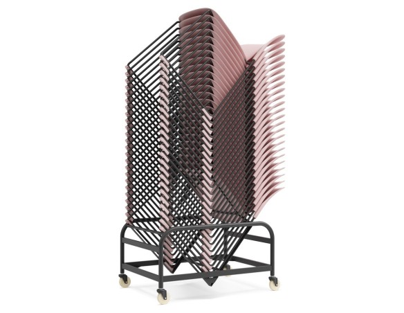 Chariot TROLLY noir pour transport de chaises PILA