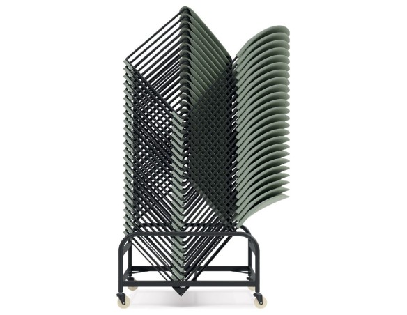 Chariot TROLLY noir pour transport de chaises PILA