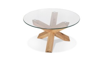 CT01080CL 5404028303924 Table basse de salon MAGIK ronde en verre et bois massif