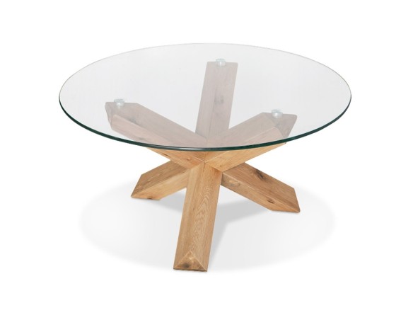 CT01080CL 5404028303924 Table basse de salon MAGIK ronde en verre et bois massif