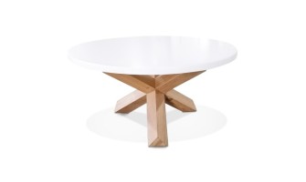 CT01140WH 5404028311189 Table basse de salon ronde MARVEL blanche et chêne massif - à̃ 80 cm