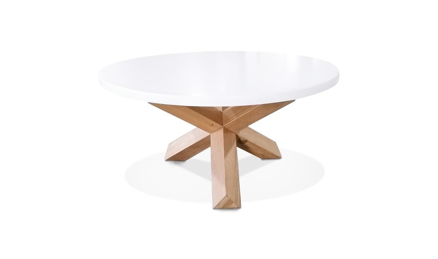 CT01140WH 5404028311189 Table basse de salon ronde MARVEL blanche et chêne massif - à̃ 80 cm