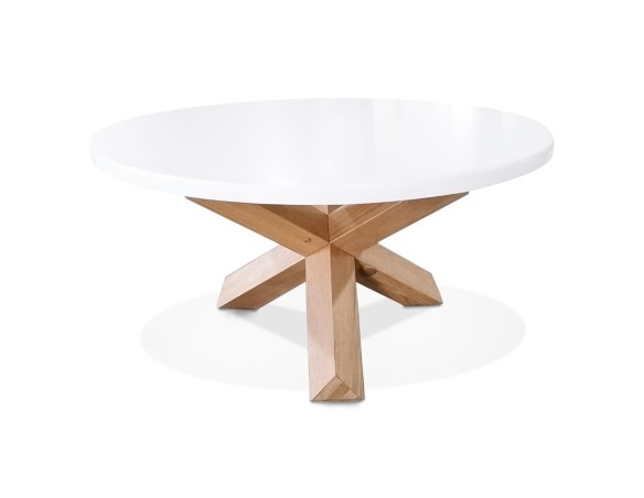 CT01140WH 5404028311189 Table basse de salon ronde MARVEL blanche et chêne massif - à̃ 80 cm