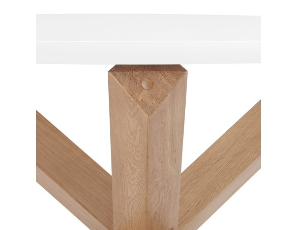 Table basse de salon ronde MARVEL blanche et chêne massif - 80 cm