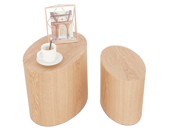 Set de 2 tables dappoint SOKLE en bois finition naturelle