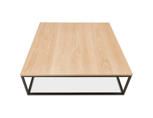 Grande table basse style industriel TRIBECA en bois finition naturelle et métal noir