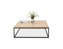Grande table basse style industriel TRIBECA en bois finition naturelle et métal noir