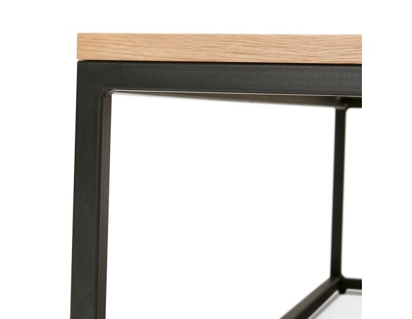 Grande table basse style industriel TRIBECA en bois finition naturelle et métal noir