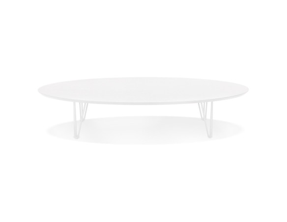 Grande table basse de salon ELYPSE en bois et métal blanc
